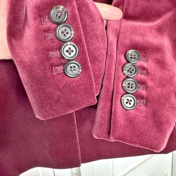 J. Crew Women’s Velvet Maroon Red Sport Blazer Coat Stripes Lined Modal Cotton 0 - Picture 8 of 10